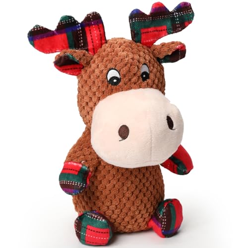 loncoldy Christmas Dog Toys Plush Chew Toys for Dogs, Tough Stuffed Elk Squeaky Toy with Crinkle...