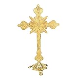 crocifisso antico in ottone Colore: Golden. Gesù Cristo sul supporto croce crocifisso crocifisso antico casa cappella decorazione preghiera croci reliquie chiesa figurine crocifisso