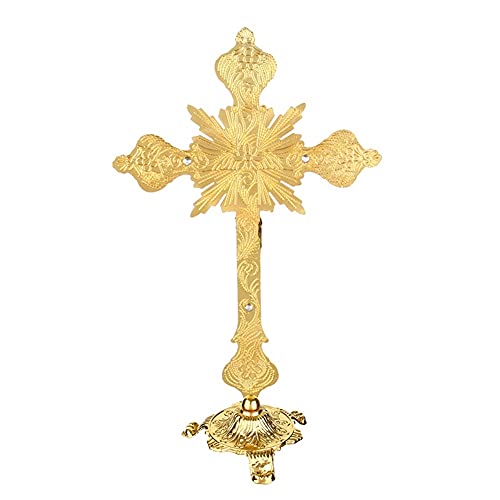 Colore: Golden. Gesù Cristo sul supporto croce crocifisso crocifisso antico casa cappella decorazione preghiera croci reliquie chiesa figurine crocifisso