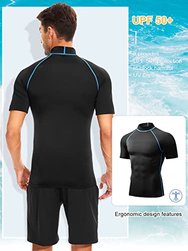 Rash Guard for Men, Men's Rash Guard Short Sleeve Swim Shirts UPF 50+ UV Sun Protection Quick Dry Rashguard for Water Sports3