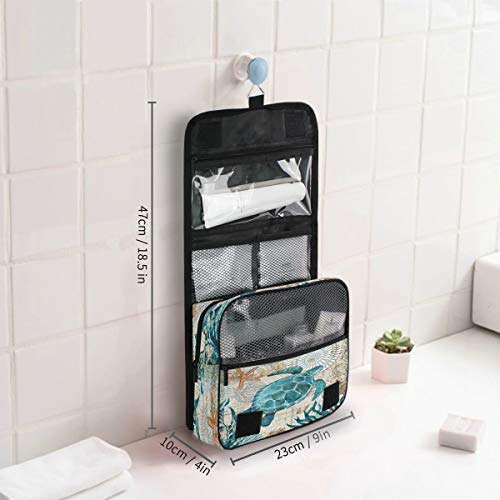 Sea Turtle Retro Map Hanging Toiletry Bag Ocean Nautical Makeup Bag Travel Cosmetic Bag Pouch Waterproof Accessories… - Image 4