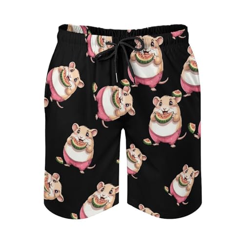 Hamster Eating Watermelon Mens Swim Trunks Quick Dry Board Shorts Beach Swimwear Bathing Suits2