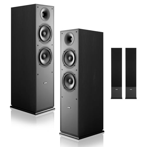 VEVOR Standlautsprecher Paar, 2-Wege, mit 2,54 cm Hochtöner, Zwei 16,51 cm Tieftönern, 400 W Spitzenleistung, 65 Hz–20 kHz Frequenzgang, Robustes MDF-Gehäuse, für Home-Audio,...
