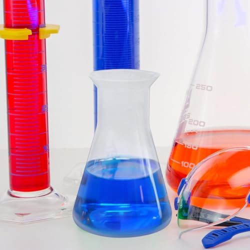 GLEAVI 6Pcs 100Ml Plastic Erlenmeyer Flask Set with Graduated Narrow Neck for Laboratory Mixing and Liquid Measurement