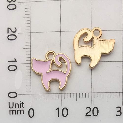 48pcs Assorted Gold Plated Enamel Cat Charm Pendant for DIY Jewelry Making Necklace Bracelet Earring DIY Jewelry Accessories Charms (M161)