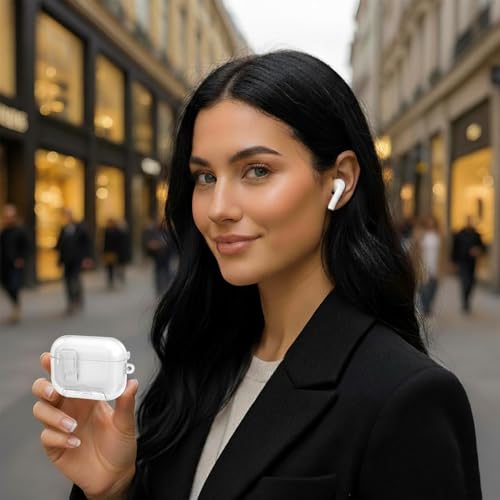 Image of Meyaar for AirPods Pro 3 Case, Clear Magnetic Automatic Lock Cases with Phone Stand with Keychain Case for Airpod Pro 3 for Men & Women (Clear)