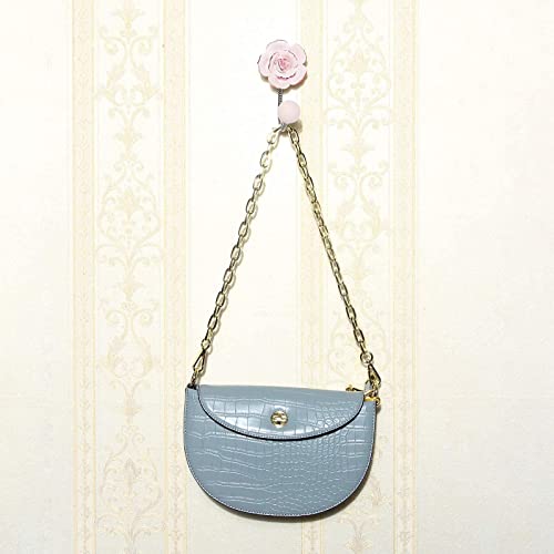 Morobor Pink Flower Ceramic Wall Coat Hook , 3D Rose-Shaped Chrome Decorative Robe Hook, Scarf, Bag, Towel, Hat For Kitchen Bathroom Office #TOP5