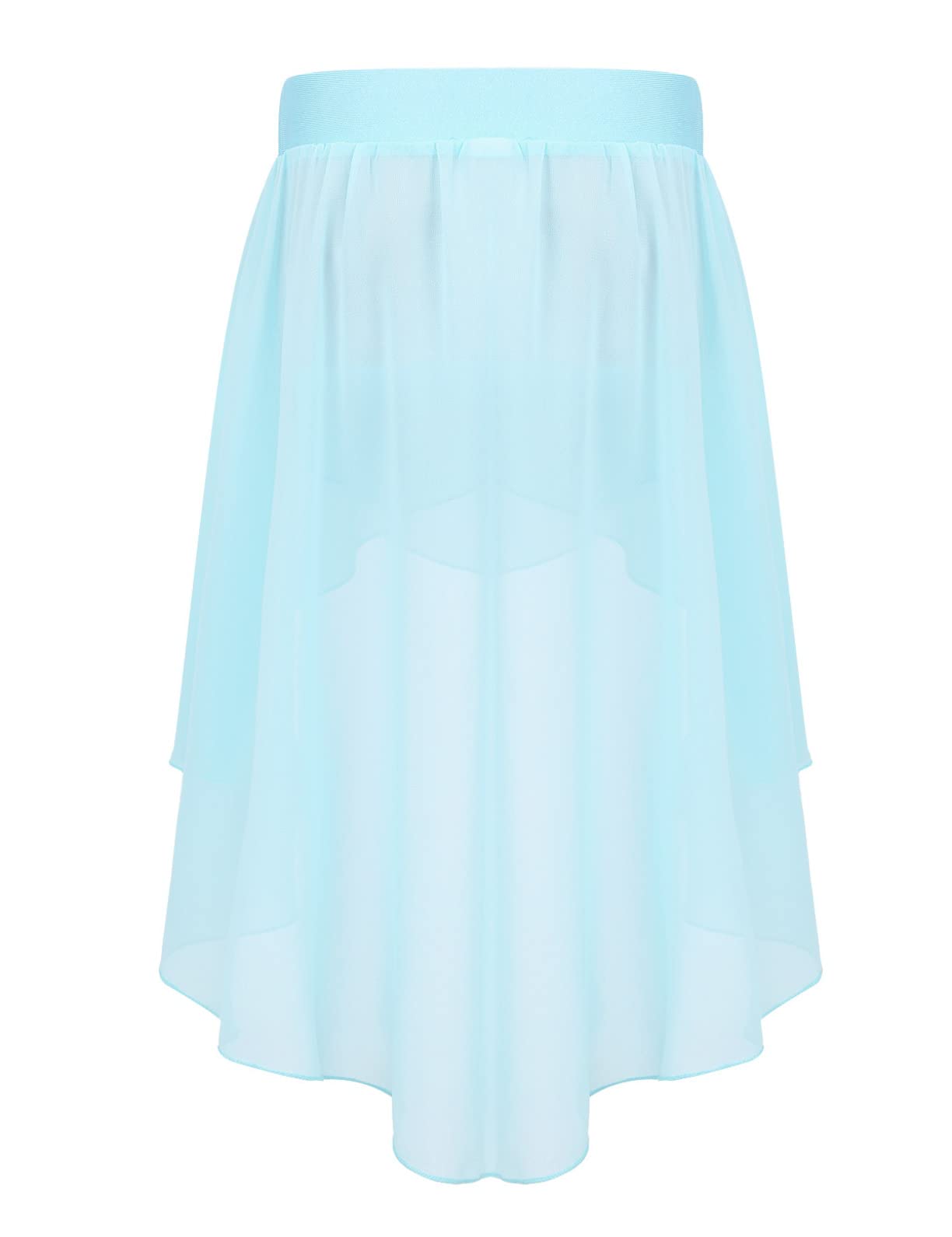 Yeahdor Ballet Dance Chiffon Skirt for Girls Irregular Lyrical Dance Tutu Dress Stage Performance Costume Dress Light Blue 8