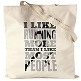 Hey!Print I Like Running More Than I Like Most People Stoffbeutel Jutebeutel Canvas Laufen Joggen Läufer Menschen Sport Hobbie Laufschuhe Bio