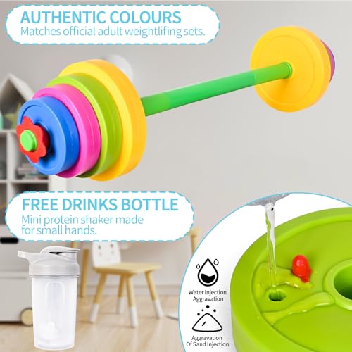 3-in-1 Kids Fitness Set with Adjustable Barbell, Kettlebell & Reusable Water Bottle – Kids Gym Equipment for Pretend Play Exercise, Fun Fitness Toys for Boys & Girls Home Workout - Image 6