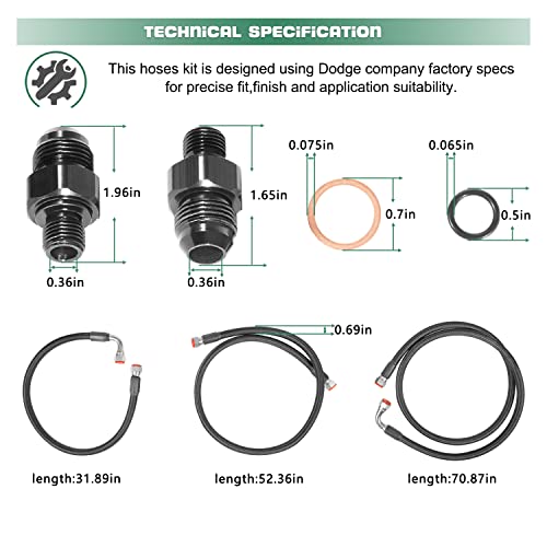 48Re Transmission Cooler Hoses Lines Kit Heavy Duty Steel Braided Lines For Dodge Ram 2500/3500 Cummins 5.9L With 48Re Transmission 2003-2007 #TOP3
