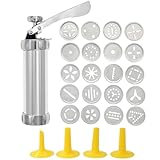 Iewroyt Cookie Press, Aluminium Cookie Press mit 20 Discs & 4 Düsen DIY -Set, Hersteller zum Backen von Kekskuchen