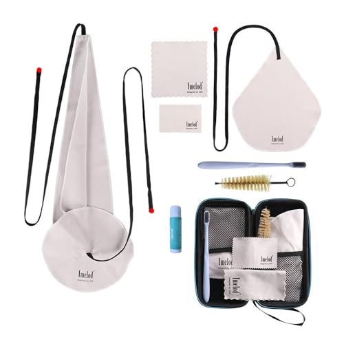 Imelod Saxophone Cleaning kit with Case for Alto Tenor Clarinet Flute and other Wind & Woodwind Struments Including Sax Cleaning Cloth(4pcs),Mouthpiece Brush(Dark Gray)