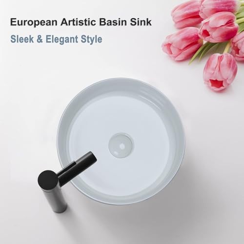 Image of Luxart Table Top Ceramic Wash Basin Countertop Designer Vessel Sink Bathroom Washbasin over Counter for Hotel Home Living Room Glossy Finish (NEXA)