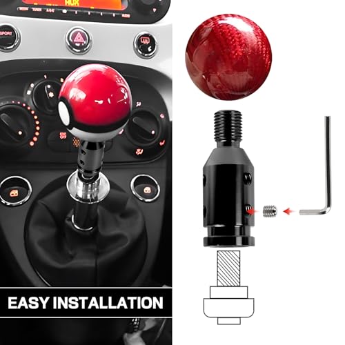 ongfuwu M12x1.25 Shift Knob Adapter, Aluminum Gear Shift Adapter Kit with 4-Sizes Hoses, Universal Gear Shift Knob Cover for Non-Threaded Manual Shifters, Car Stick Shift Knob Adapter(Black)