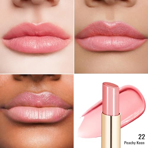 Oulac Peachy Pink Lipstick - Moisture Shine Hydrating Lipstick & Tinted Lip Balm for Dry Lips, Medium Coverage Lip Colour | Juicy Look, Glossy Finish, Vegan, Cruelty-Free, Peachy Keen (22) by Oulac - Image 3