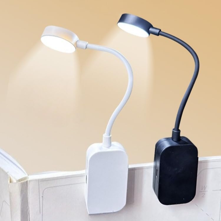 Night Light Reading Lamp USB Rechargeable Lights with 3 Colors Adjustable Flexible Book Light for Night Reading Bedside Work (White)