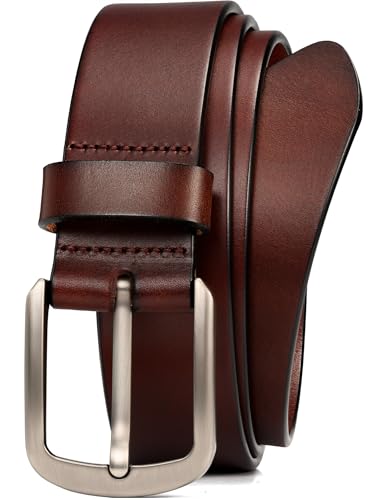 WOLFANT 1.5" Top Full Grain Leather Belt for Men in Gift Box,100% Italian Real Solid Leather