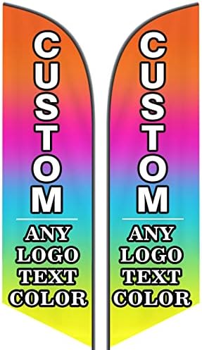 Custom Advertising Feather Flags Customized Logo Text(Only Flag),Personalized Double Sided Open Flag Sign for Outside Buisness Advertisement(50×200cm/1.6×6.6FT)