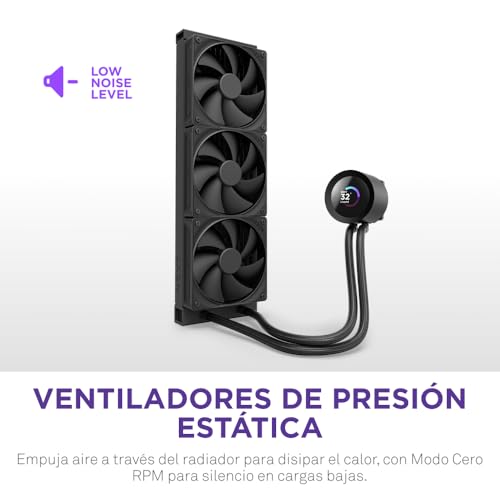Refrigeración líquida AIO NZXT Kraken Plus 360 ventiladores F120P Intel LGA 1851 AMD AM5 negro 6