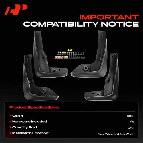 Image of A-Premium Mud Flaps Compatible with Subaru | for Subaru Legacy 2015-2019, No Drilling Required Mud Guards with Hardware Accessories, Set of 4 Front and Rear