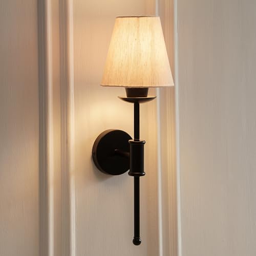 Image of Divine Trends Black Polished Spacer Wall Lamp with Off White Shade for Living Room, Bedroom, Home Decoration Wall Light - Pack of 1