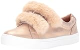 Fashion slip on tonal sneaker with faux fur velcro straps
