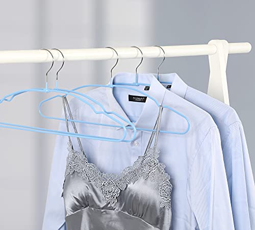 Topia Hanger Metal Hangers 20 Pack, Adult Clothes Hangers Space Saving & Non Slip Rubber Coated, Heavy Duty Wire Hanger For Coat,Shirt,Strap Dress,Blue-Ct12B #TOP7