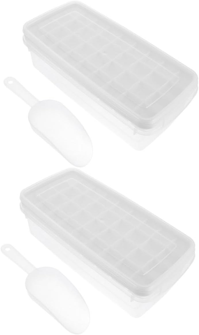 2Sets Cavity Ice Cube Tray Practical Ice Mold for Making Convenient Cleanup for Parties and Drinks with Ice Shovel and Base