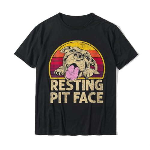 FNHXAKTA Dog Pitbull Resting Pit Face Funny for Pitbull Lovers T-Shirt Cotton Men's Top T-Shirts Simple Style Tops Shirt Prevalent Black 3XL