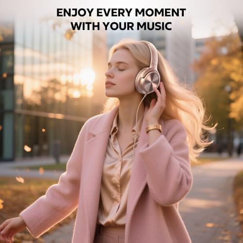 Cowyawn USB C Headphones Wired, Over Ear USB C Wired Headphones with Microphone, Volume Control, HD Stereo Sound, Foldable USB Type C Headphone for Adult/Teens/Laptop/Computer/iPhone 15/16/17, Rose