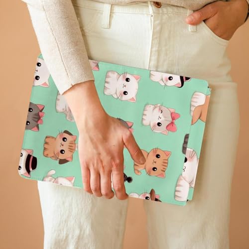 Housse ordinateur velours hollandais Kawaii Kitty vert chic - 6