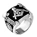 Produktbild BOBIJOO JEWELRY - Ring Siegelring Mann Freimaurer Spalten, Winkel Zirkel G Stahl Silber Schwarz - 19,1 (9 US), Edelstahl 316