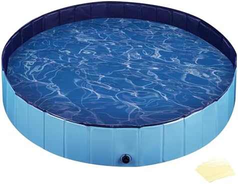 Fudajo Piscina per cani 160 x 30 cm, antiscivolo, piscina pieghevole per cani in PVC, portatile, con bordi rinforzati