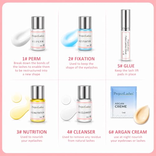 ProjectLashes Zestaw do Liftingu Rzęs i Laminacji Brwi PRO XXL + Krem Arganowy 1 ml, Profesjonalny System do Rzęs i Brwi, 12–15 Zabiegów, Wałeczki, Klej, Akcesoria