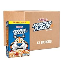 Kelloggs Frosted Flakes Breakfast Cereal, Kids Cereal, Family Breakfast, Family Size, Original 12 Boxes