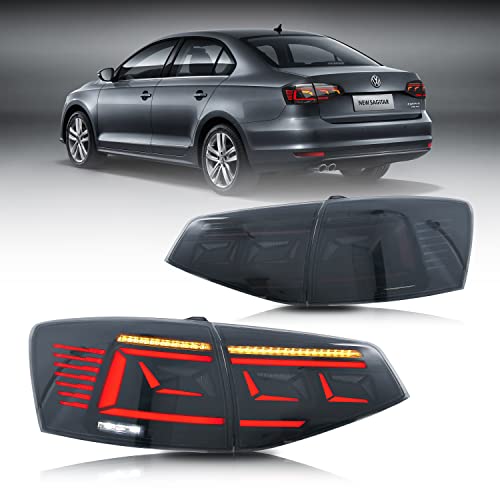 Inginuity Time Led Tail Lights For Vw Volkswagen Jetta 2015 2016 2017 2018 With Start Up Animation Sequential Indicator Rear Lamp Assembly (Smoked) #TOP8