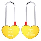 MeMeDIY Personnalisé Amour Coeur Lock Gravure Photo/Nom/Texte/Date/Symboles Image pour Couples Hommes Femmes Copain Amant Amant en Aluminium Mémorial Anniversaire Valentine Pont Cadenas (Couleur Or)
