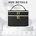 Double Layer Makeup Bag Cosmetic Bags for Women, Make Up Travel Bag Organiser with Brush Compartments, Storage Case Portable & Water-Resistant, Vanity Cases Toiletry Bag Travel Essentials - Black