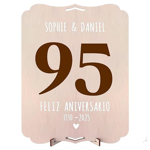 nagu® 95- Regalos Aniversario, Bodas, cumpleaños 95 años. Tarjeta felicitacion o topper e ideas originales de decoracion para hombres o mujer, en el Aniversario de madre y padre, mamá papá.