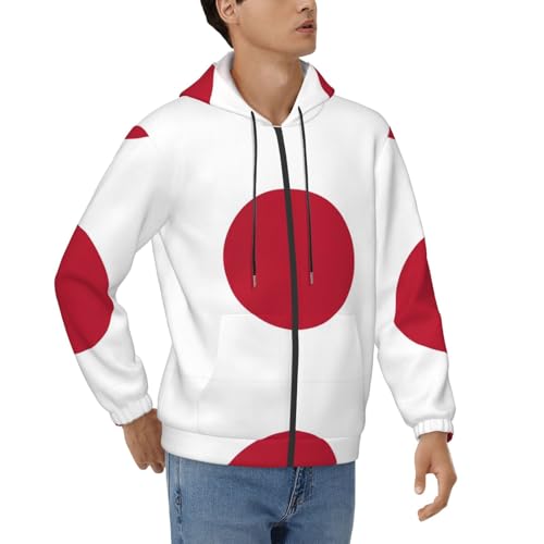 Sweat à capuche motif drapeau japonais pour homme coupe décontractée à cordon ajustable