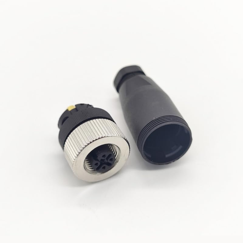 10Pcs M12 5 Pin Female Connector, Straight Field Assembly Wireable Adapter 12mm A Code Industrial Circular Connector IP67 Waterproof Sensor for PG7 Cable Unshiled 60V 4A AC/DC for Electric Bicycles