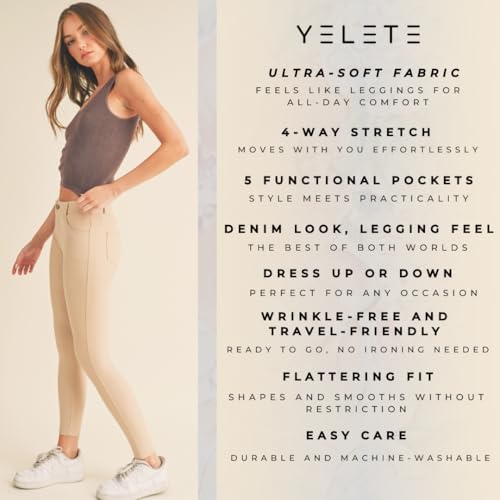 Image of YELETE Women's Basic Five Pocket Stretch Jegging Tights Pants