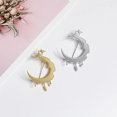 Image of Lava Moon Star Brooches Pins Delicate Minimalist Stars Teardrop Brooch Classic for Women Men Girls Dainty Elegant Lapel Pins Dress Suit Ceremony Clothes Accessories Jewelry Valentine's Day Christmas Birthday Gifts