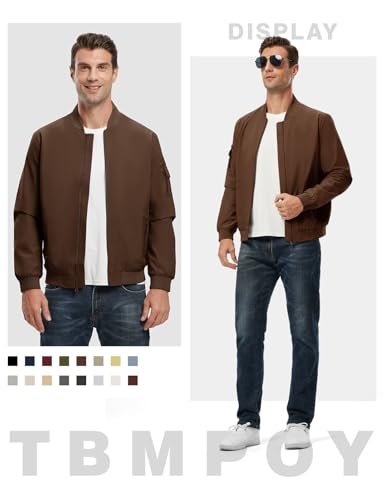 Image of TBMPOY Men's Windproof Bomber Jackets Lightweight Track Jackets Windbreaker Outdoor Golf Fashion Coat