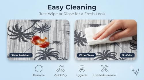 Image of Dribble (45cm X 300cm) Eva Shelf Liner Mat Roll, Non Slip Drawer & Cabinet Liner for Kitchen, Waterproof Oilproof Washable Fridge Mat, Anti Skid Cupboard Wardrobe Multipurpose Mat (Palm Paradise Grey)