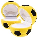 Kichvoe Caja para Anillos y Pendientes Forma de Fútbol, 2 Piezas, Portátil Felpa Abs, Adecuado para Boda y Fiesta de Compromiso