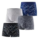 [Znepste] ボクサーパンツ メンズ 下着 トランクス 4点セット シームレス 薄手 速乾 コットン 蒸れない パンツ ローライズ ショーツ 肌ざわり優しい 肌着 通気消臭 父の日 ハロウィン プレゼント(3XL,A)