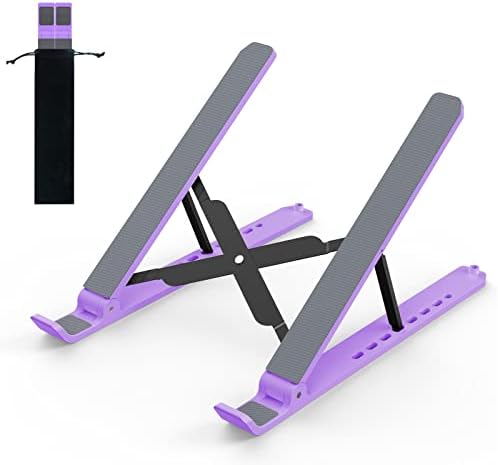 Laptop Stand for Desk, Adjustable Laptop Riser ABS+Silicone Foldable Portable Laptop Holder, Ventilated Cooling Notebook Stand for MacBook Pro Air, Lenovo, Dell, HP,More 10-15.6 Laptop, Tablet-Purple
