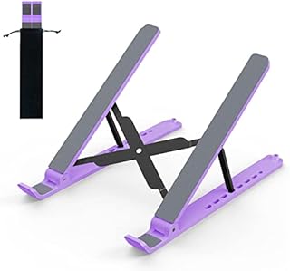 Laptop Stand for Desk, Adjustable Laptop Riser ABS+Silicone Foldable Portable Laptop Holder, Ventilated Cooling Notebook Stand for MacBook Pro Air, Lenovo, Dell, HP,More 10-15.6 Laptop, Tablet-Purple